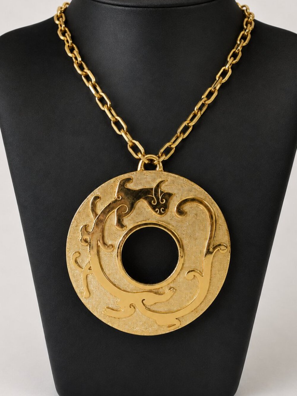 Trifari Ming Series Chilong Dragon Bi Disc Necklace